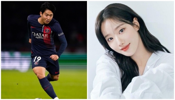 축구선수 이강인(사진 왼쪽)·에이프릴 출신 배우 이나은. © AP/뉴시스